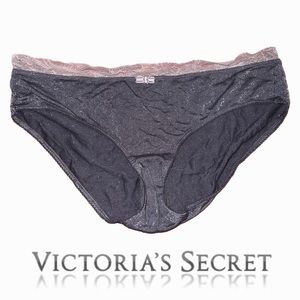 Victoria’s Secret Gray Shimmer Brief Panty Lace Waistband Size L